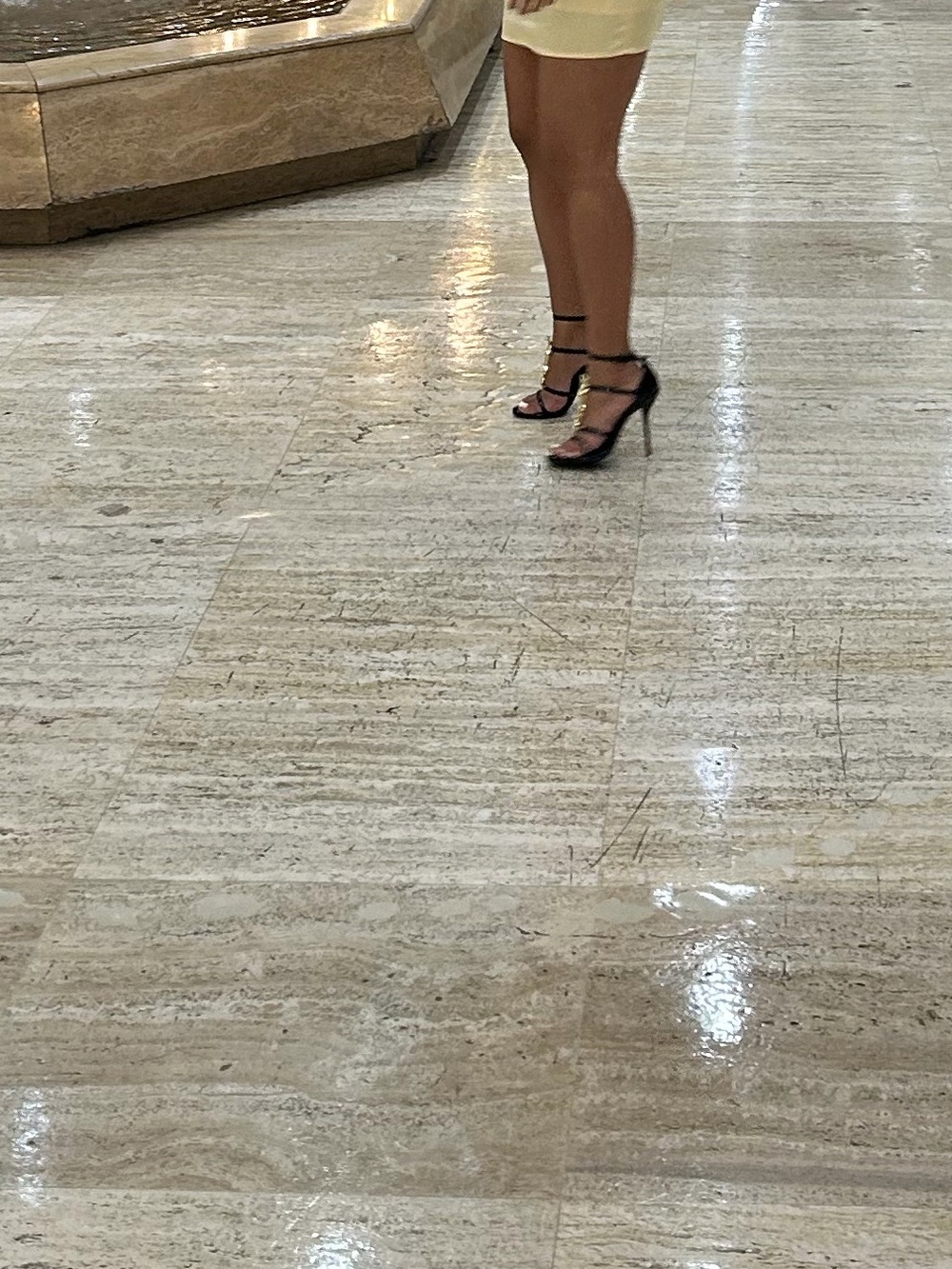 Yves Saint Laurent Black Sandal Heels with Gold YSL Logo - Picture 2 of 3